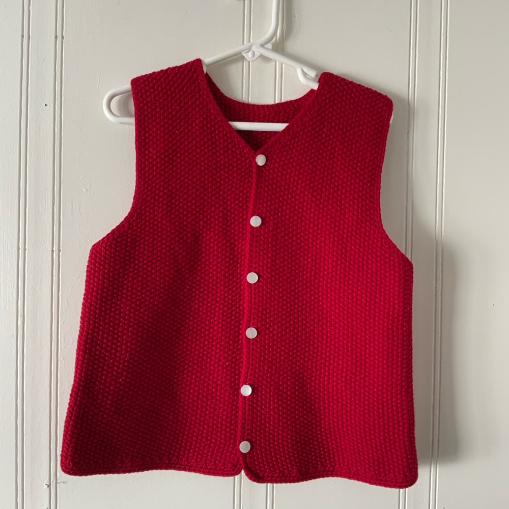 Cozy Red Kids Knit Vest - Girls